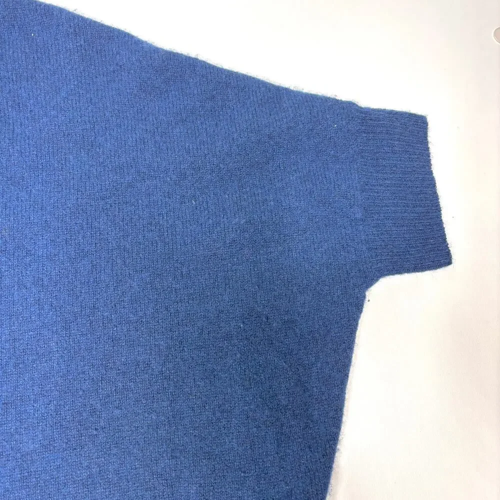Brodie Cashmere Bronte V Neck Dolman Short Sleeve Oversize Sweater Blue M - Picture 6 of 8
